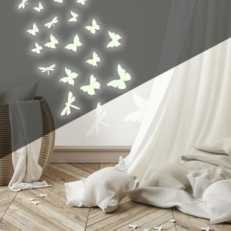 Αυτοκόλλητα τοίχου φωσφορίζοντα Πεταλούδες - RoomMates